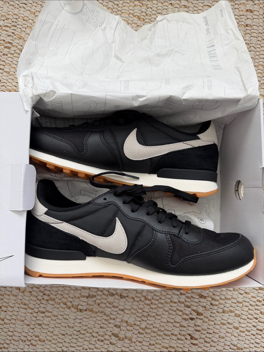 Nike Black Sneakers with Cream Swoosh and Gum Sole (customized- never worn)